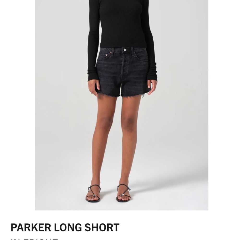 AGOLDE Black Denim Parker Long Shorts